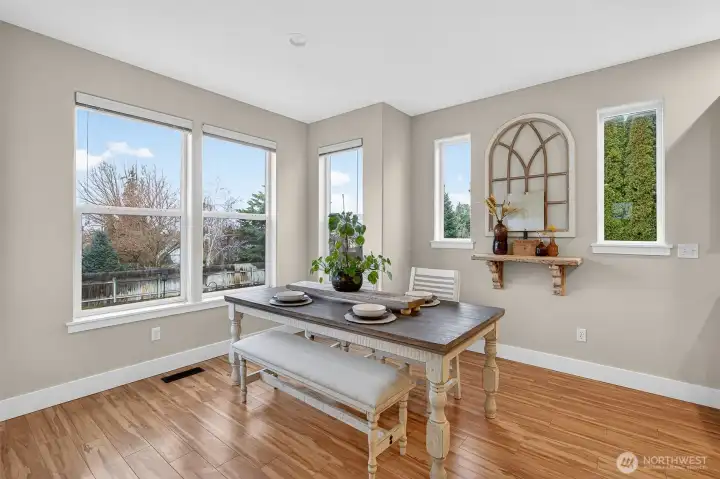 Dining area with large windows
