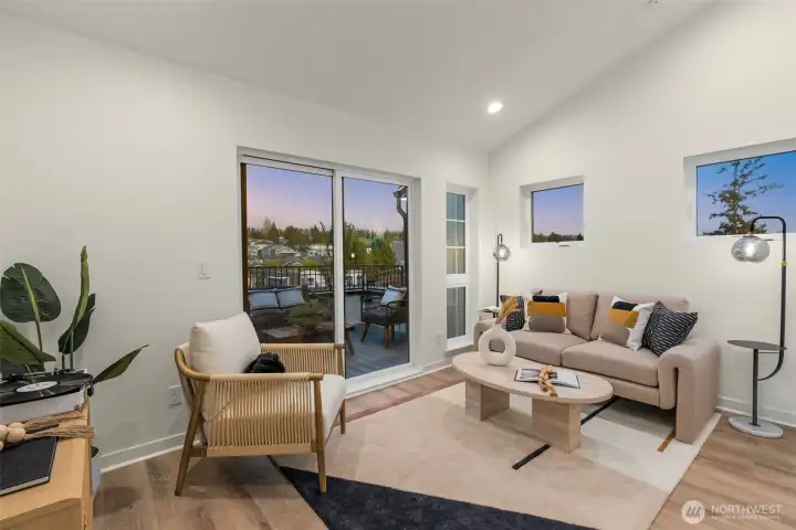 The top-level lounge is where style meets serenity—perfect indoor-outdoor living