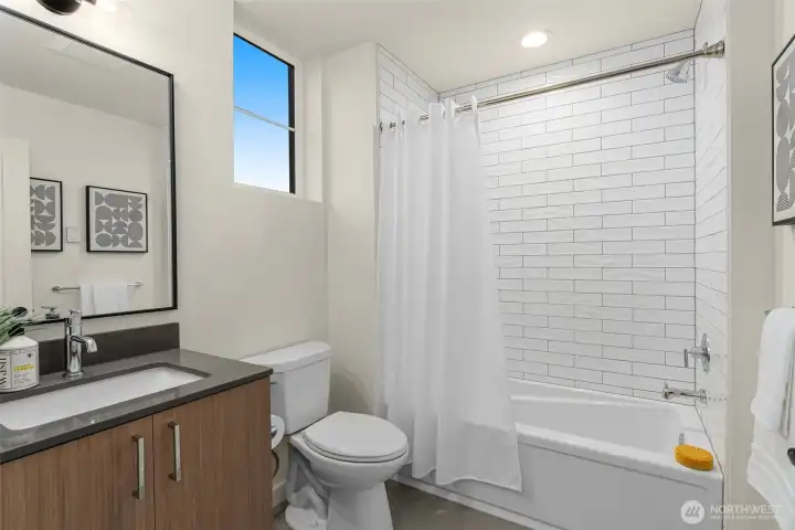 Simple and stylish, this bathroom makes your daily routine feel anything but basic. Modern lines + natural light = instant upgrade.