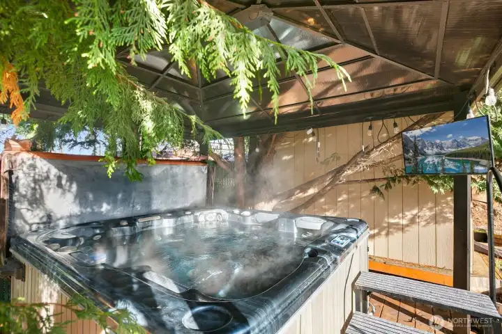 Covered Private Hot Tub w/ TV