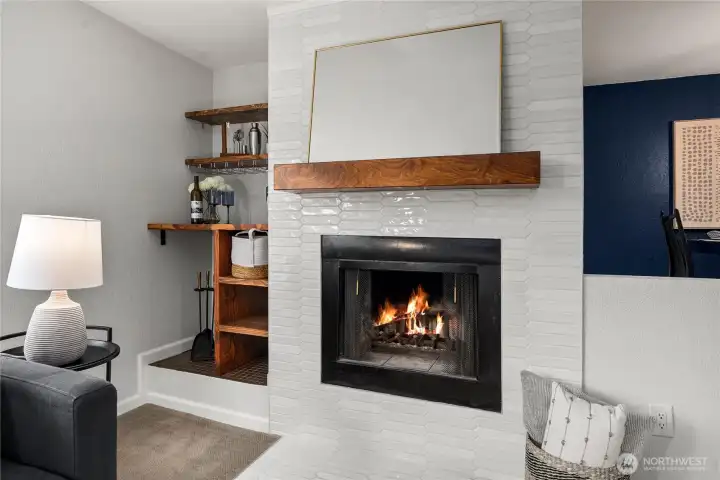 Newer tile fireplace surround