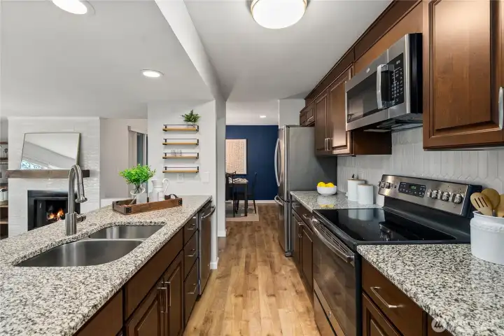 Newer granite counters and SS applicances