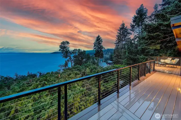 The deck spans the entire length of the home.  Looking directly north here