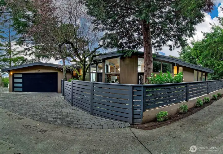 Your very private front court yard, 2 car garage and side parking for another car