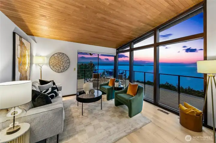 Wood vaulted ceilings and mid century lines to be loved by all