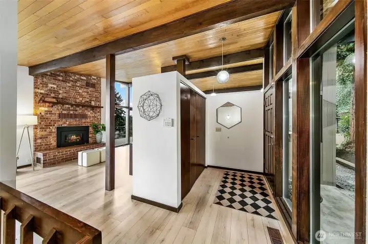 The entry has the mid century feel as you step through the doors