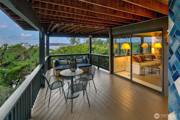 Lower level deck offers views too