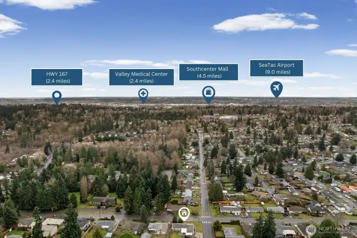 Excellent commuter location with quick access to Hwy 167, Valley Medical Center, Southcenter Mall, and SeaTac Airport. Nearby employment centers, shopping, and travel options make daily life easy and connected.