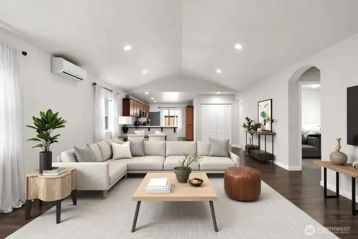 Main living area with updated flooring (2026) ( Virtually Staged )