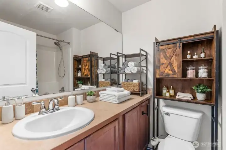 Primary bathroom connected to bedroom ( Virtually Staged )