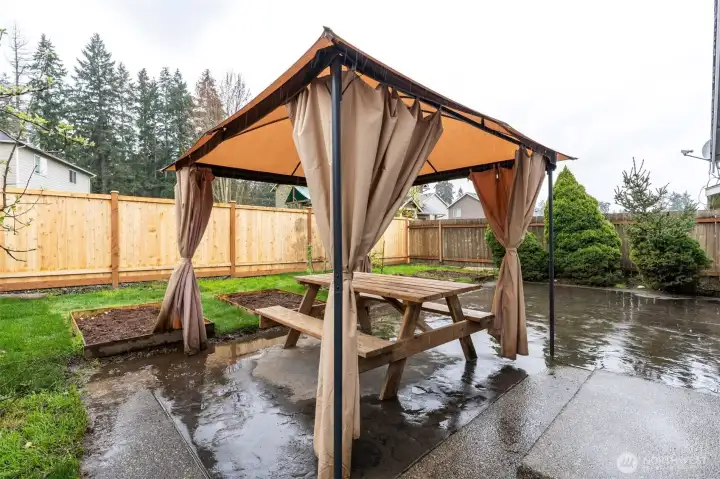 Fully fenced backyard with usable outdoor space