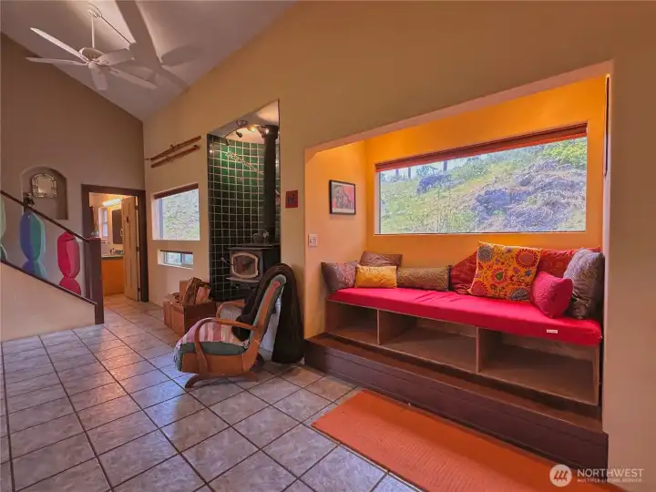 Bay window bench seating provides a cozy, functional nook with great storage space