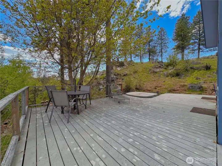 Pre-wired for a hot tub (existing unit to be removed)—bring your own and enjoy relaxing soaks surrounded by nature