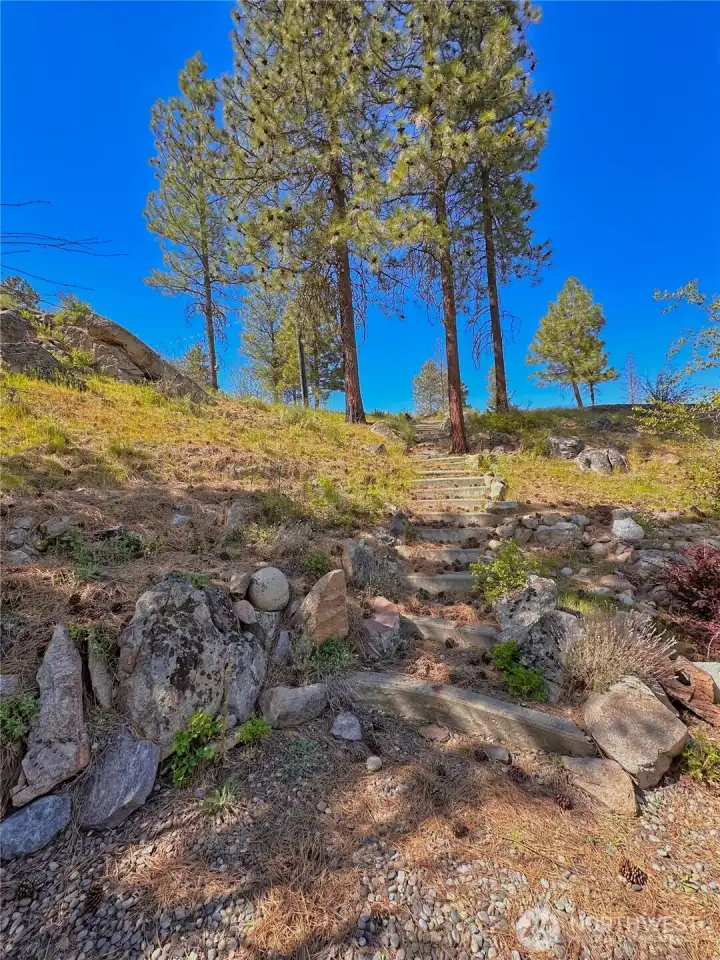 Stairway to the upper parking area designed to harmonize with the surrounding natural setting