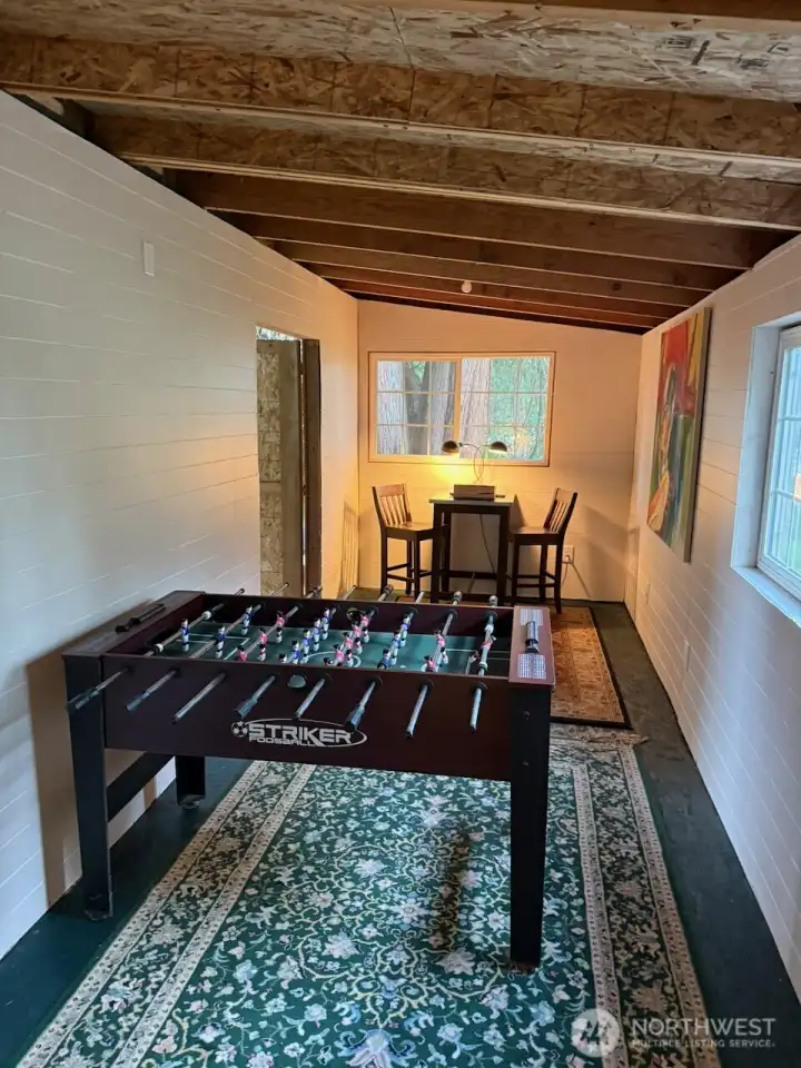 Getaway space with a gaming shed.