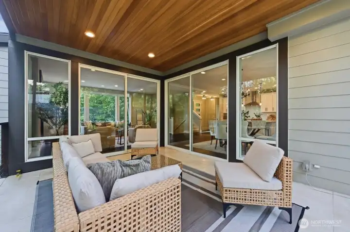 Open the sliding doors in the Living Room and Dining Room for maximum flow. Fun for entertaining. Open the sliding doors in the Living Room and Dining Room for maximum flow. Fun for entertaining.