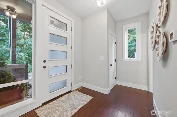 Entryway with Powder Bath and coat closet Entryway with Powder Bath and coat closet
