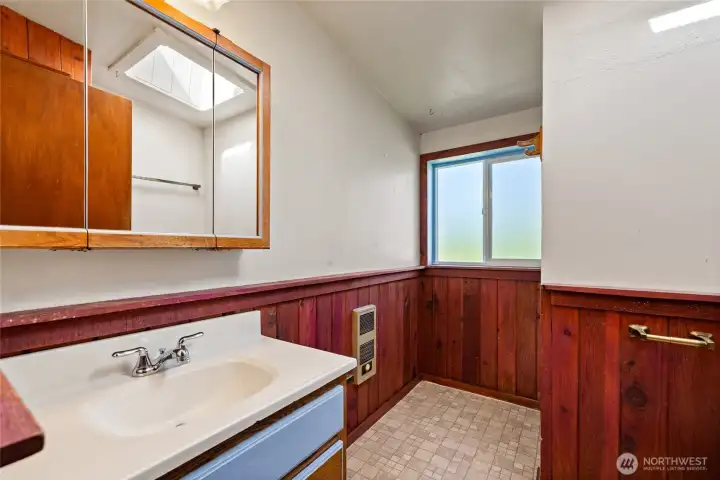 The large upstairs 3/4 bathroom is a gracious addition to the upstairs two bedrooms. The large upstairs 3/4 bathroom is a gracious addition to the upstairs two bedrooms.
