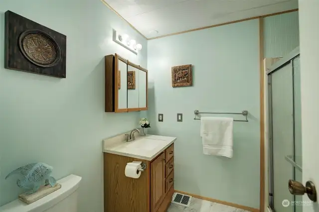 This 3/4 bath is located near the laundry room and first bedroom.