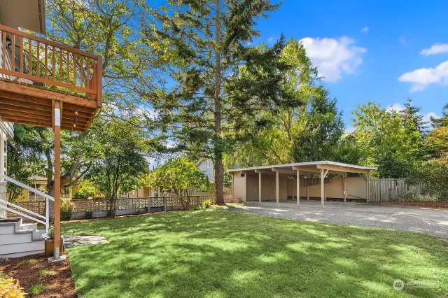 Backyard with 2 car carport