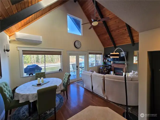 Kitchen is open to living room and dining room spaces.