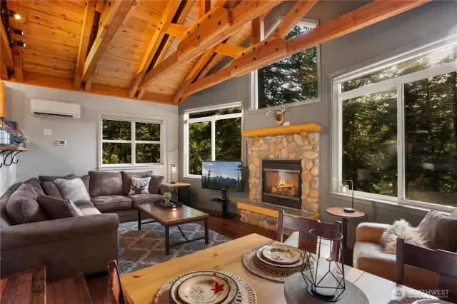 Living room with mountain views