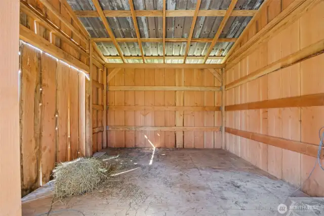 Inside of small little play house that was used for hay shed.