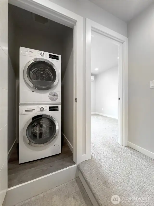 In-unit stackable washer and dryer
