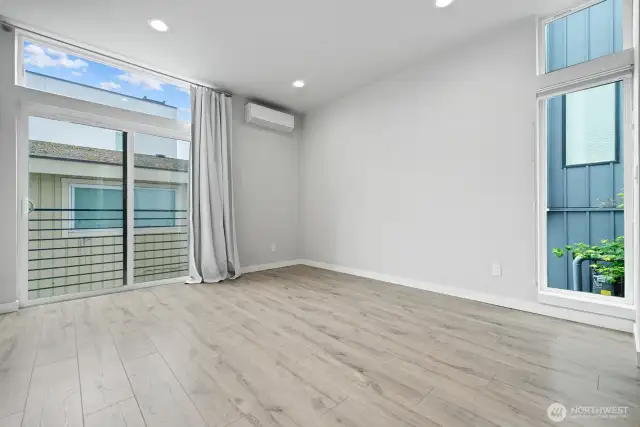 Open living space with Juliet balcony