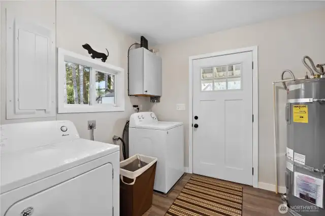 Mudroom and side entrance to the shop, potting shed and side yard.