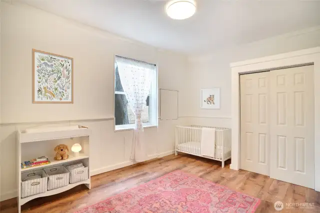 Second bedroom that can be used alternatively as a sizable nursery, office, and more.