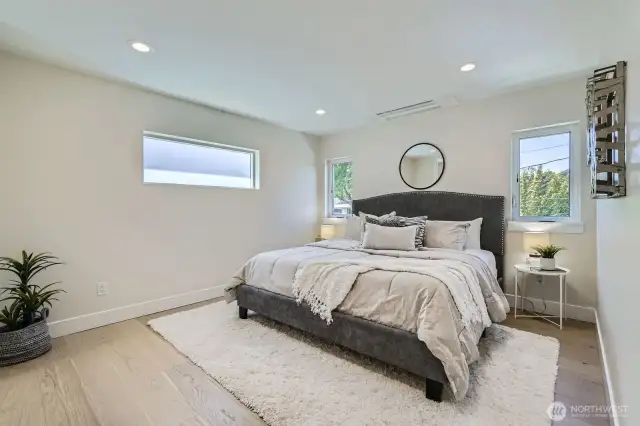 Primary bedroom offers respite at the end of the day.