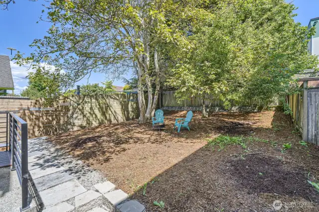 The backyard is fully fenced for added privacy.