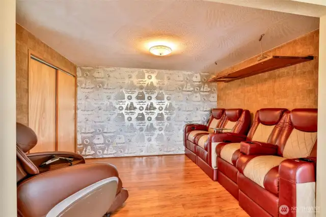 Media room adjacent to the great room.