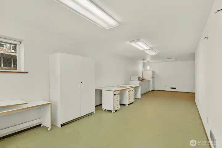 large basement kitchen area
