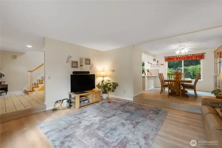 This home offers a functional and inviting layout w/a dining area tucked between the kitchen and living room. The placement creates an ideal flow for everyday living and entertaining with easy access to the main gathering spaces.