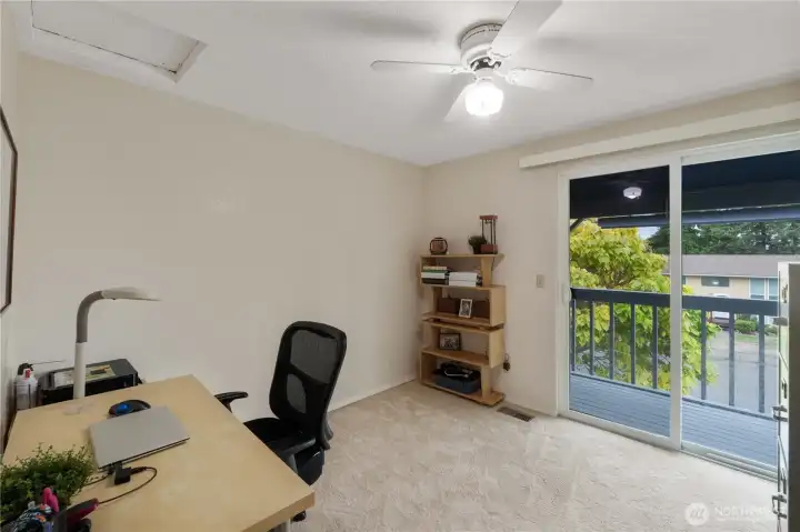 Thos 2nd bdrm. offers both comfort and functionality w/a deep closet for ample storage & a sliding door that opens directly to the front porch, creating a private spot to enjoy the outdoors right from your room!