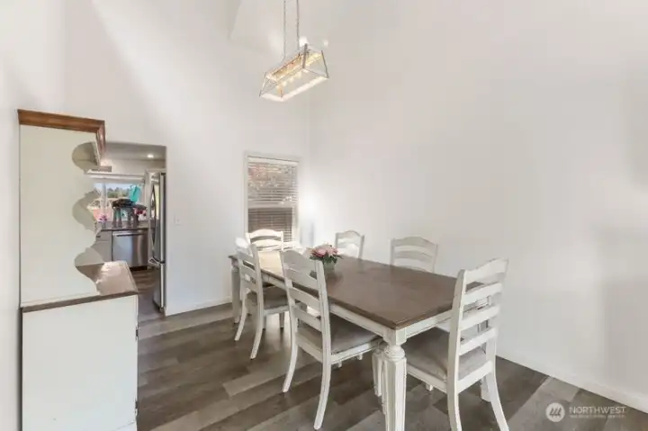 vaulted ceilings add to the spacious feel