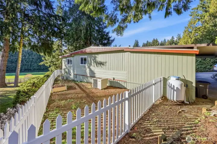 Sunny Fenced backyard.