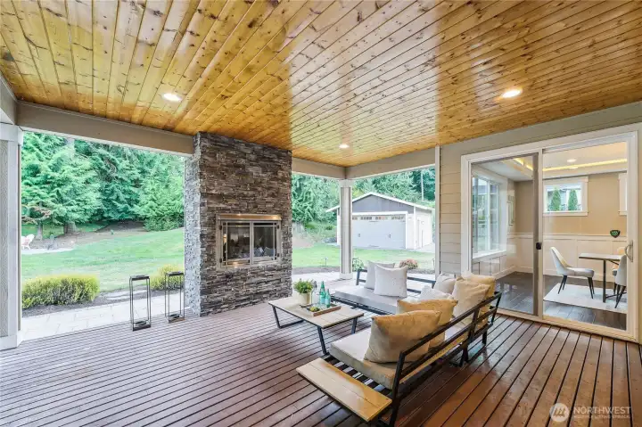 You can enjoy the outdoors all year! Gas fireplace & heaters!