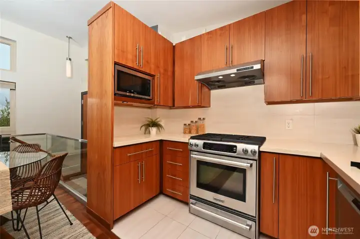 High end kitchen appliances and amazing cabinet design for maximum storage.