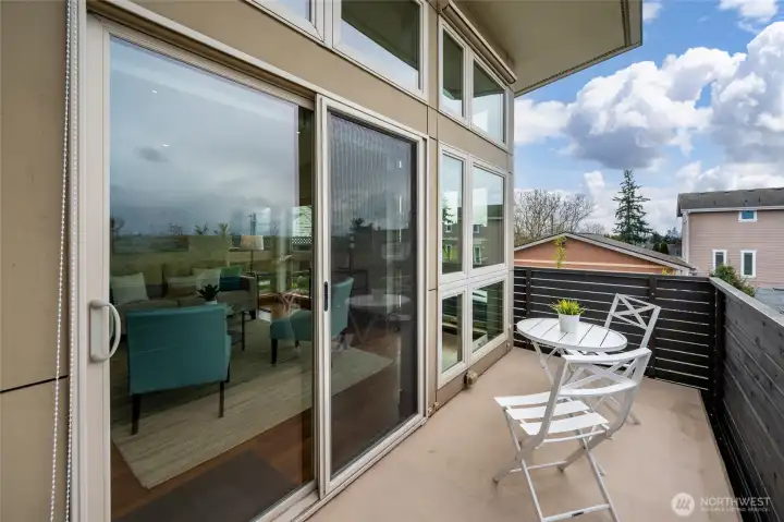 Deck off of living room.