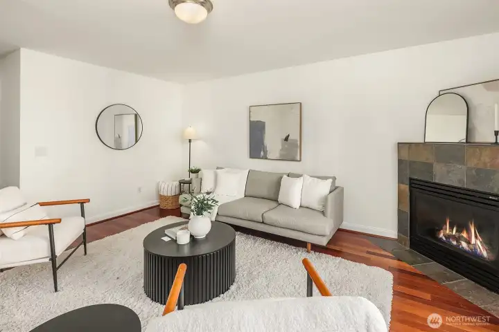 Gas fireplace makes for cozy evenings.