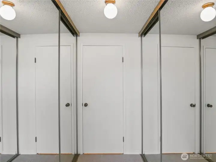 Double closets in primary bedroom