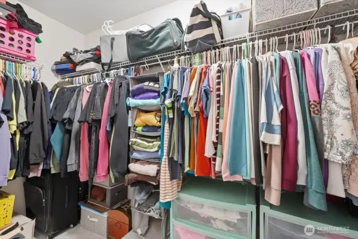 Large walk-in closet is larger than the picture shows.