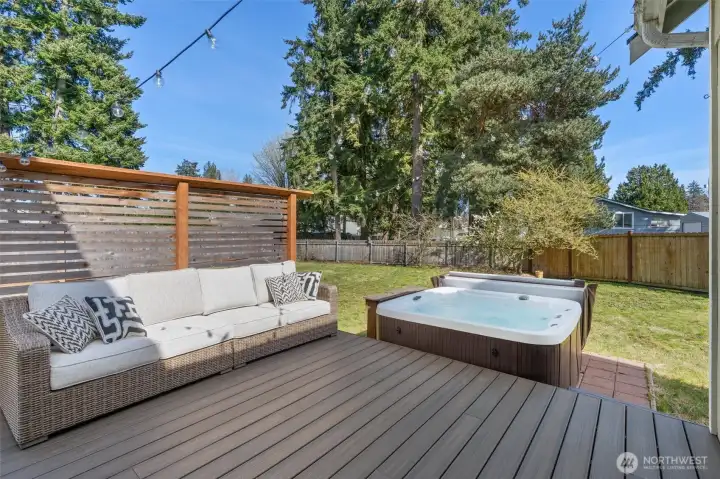 Convenient hot tub for enjoying and relaxing.