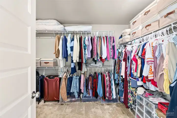 Primary closet offers so much storage