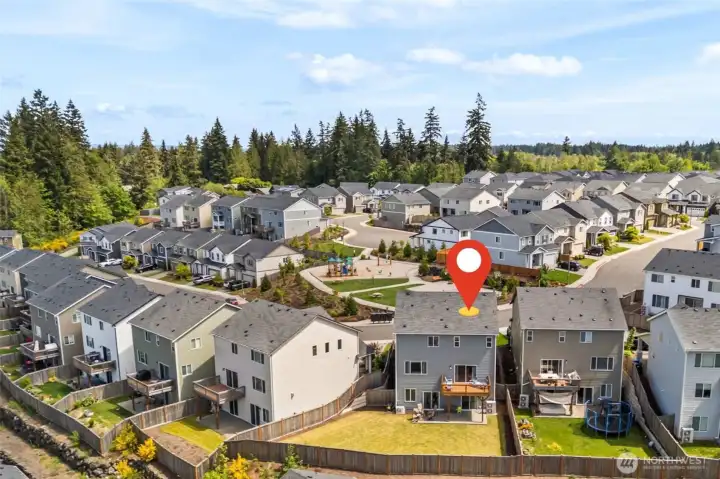 Your home overlooks the playground and sports court