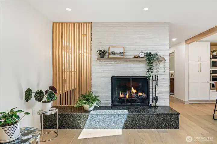 Wood burning fire place and landing
