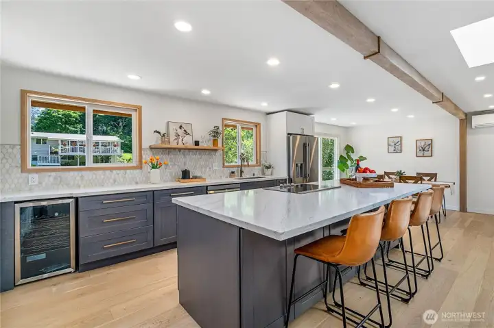 New chef's kitchen and nine foot island
